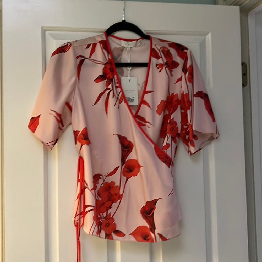 Beautiful Ted Baker London wrap top pink/tangerine size 2 (large size 2!) NWT